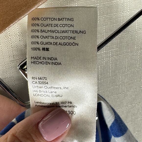 FREE PEOPLE Menorca Wide Leg Blue & White Geometric Print Crop Pants Size 12 - Picture 10 of 14